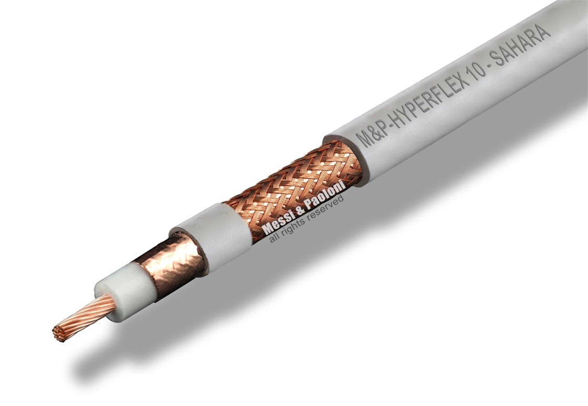 Messi Paoloni HyperFlex 10 Sahara FT8 biały niskostratny przewód koncentryczny 10,3mm 50 Ohm do anten CB, KF, VHF, UHF, WLAN, LTE, skanerów, SDR itp.