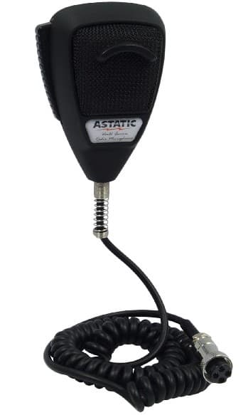 Astatic 636L Matte mikrofon CB czarny, gumowany przewód, redukcja szumów, wtyk 4-PIN Uniden/President