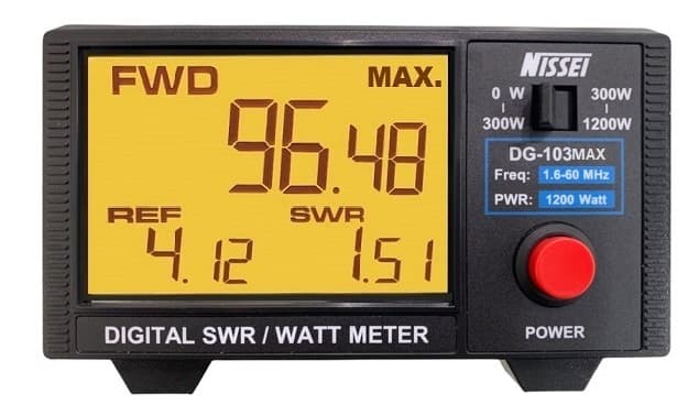 Nissei DG-103MAX cyfrowy reflektometr 1.6-60MHz - pomiar SWR POWER miernik QRO 1.2kW