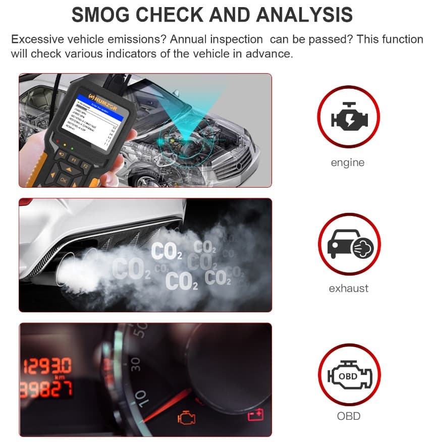 HUMZOR NC601 skaner diagnostyczny OBD-2 - auta osobowe i ciężarowe, adapter J1939 - odczyt i kasowanie błędów komputera - uniwersalny