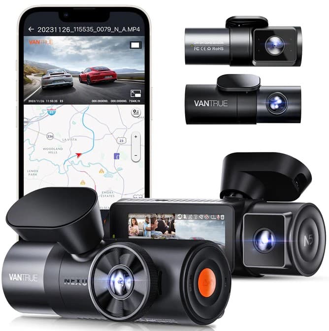Vantrue N5 4CH przód tył wnętrze x 2 - 360° idealny wideorejestrator np. do TAXI, UBER, BOLT - Łódź, Zbąszyńska 2 (Vantrue Nexus 5)