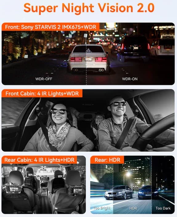 Vantrue N5 4CH przód tył wnętrze x 2 - 360° idealny wideorejestrator np. do TAXI, UBER, BOLT - Łódź, Zbąszyńska 2 (Vantrue Nexus 5)