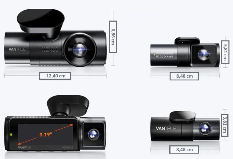 Vantrue N5 4CH przód tył wnętrze x 2 - 360° idealny wideorejestrator np. do TAXI, UBER, BOLT - Łódź, Zbąszyńska 2 (Vantrue Nexus 5)