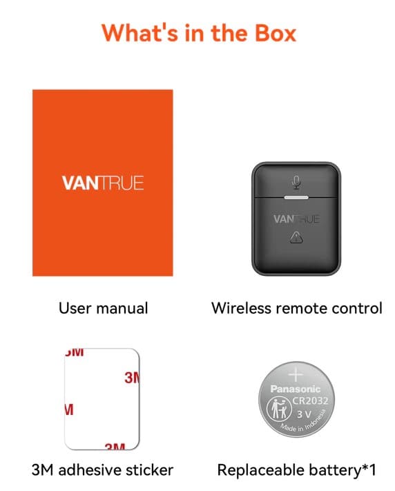 Vantrue pilot zdalnego sterowania do kamery samochodowej E1, E1 Lite, E2, E3, N4 Pro, N5, S1 Pro