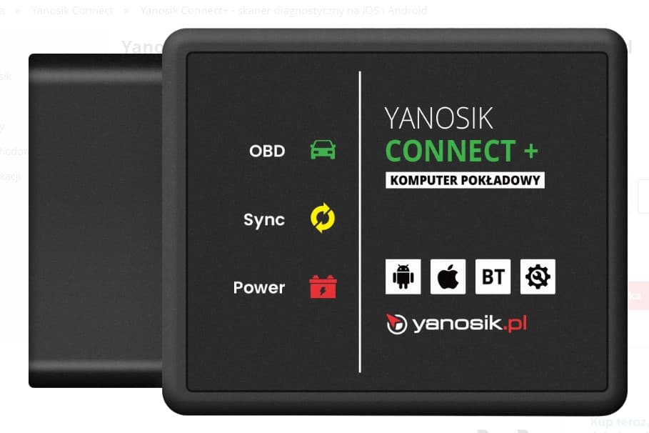 YANOSIK CONNECT+ skaner diagnostyczny OBD-2 na iOS i Android (działa z aplikacją Yanosik)