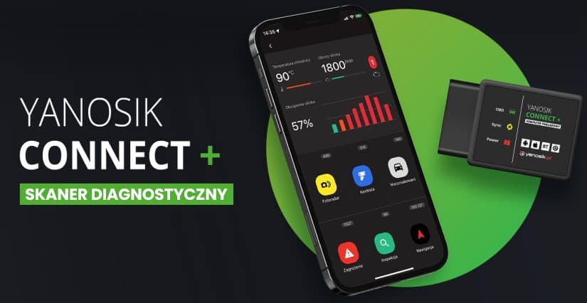 YANOSIK CONNECT+ skaner diagnostyczny OBD-2 na iOS i Android (działa z aplikacją Yanosik)