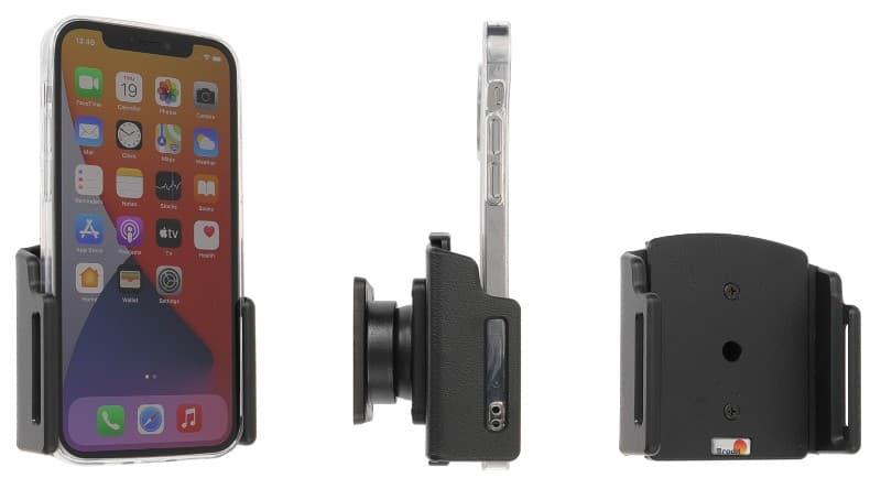 BRODIT 711239 uchwyt uniwersalny z głowicą obrotową do smartfonów szerokość 70-83 mm, grubość 6-10 mm - np. iPhone 12 13 14 15 16 17 Pro, Samsung Z Flip 5 6, Galaxy S24