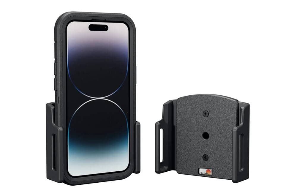 BRODIT 711239 uchwyt uniwersalny z głowicą obrotową do smartfonów szerokość 70-83 mm, grubość 6-10 mm - np. iPhone 12 13 14 15 16 17 Pro, Samsung Z Flip 5 6, Galaxy S24