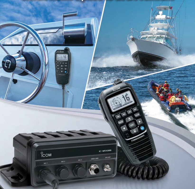 Icom IC-M510BB stacjonarny radiotelefon morski VHF Black Box, IPX7, AIS, GPS, praca z trzema mikrofonogłośnikami CommandMic (opcja)