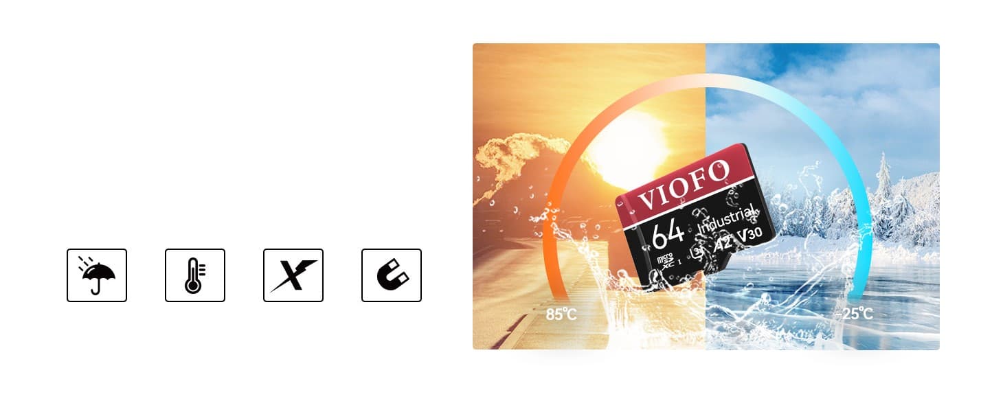 Oryginalna karta pamięci VIOFO micro SD 64GB INDUSTRIAL, microSDXC I U3 A2 V30, Ultra HD 4K - dedykowana do kamer samochodowych