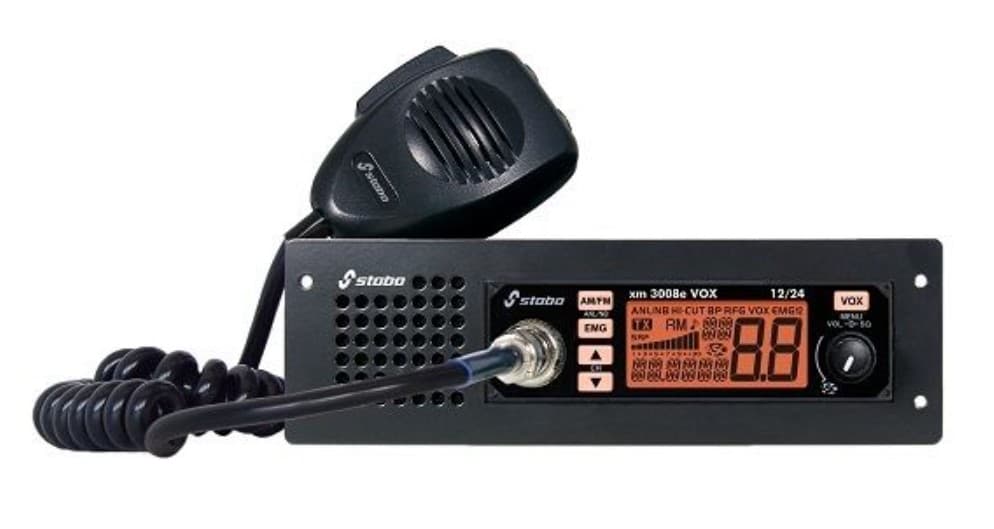 STABO XM3008e-R VOX CB radio do montażu w kokpicie, kieszeń 1-DIN z głośnikiem, zasilanie 12/24V, NB ANL Hi-Cut RF Gain