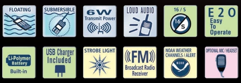 Standard Horizon HX-320E ręczny radiotelefon morski WODOSZCZELNY IPX7, pływający, moc 6W, USB-C, Bluetooth (następca HX-300E)