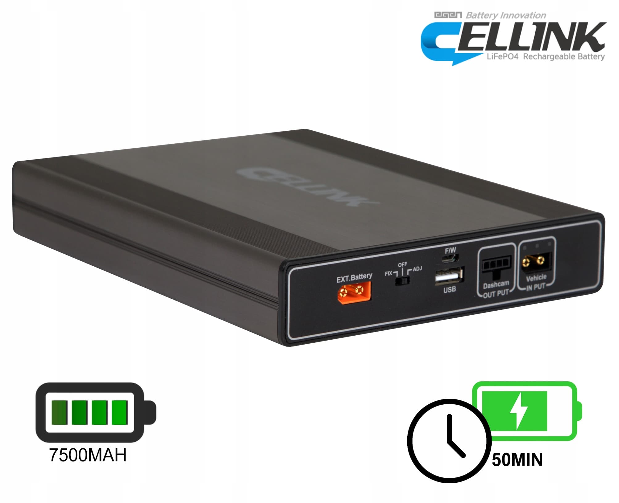 CELLINK NEO 8+S powerbank 12V 7500mAh do zasilania kamery w trybie parking - np. do kamer Viofo, BlackVue, Mio, Vantrue