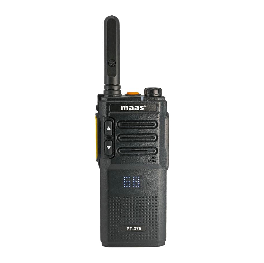 MAAS PT-375 przenośne radio PMR walkie talkie 99 kanałów, VOX, IPX2, duża bateria 2300 mAh