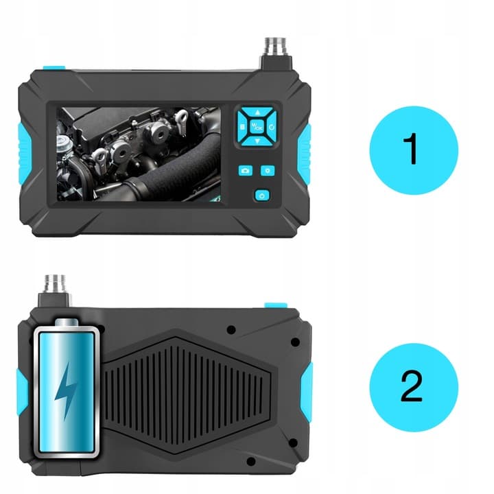MBG LINE P30 wysokiej klasy endoskop 2 kamery inspekcyjne 1080p FHD, 9x LED, wyświetlacz LCD 4.3", polskie menu, nagrywanie na kartę - sztywny kabel 10m