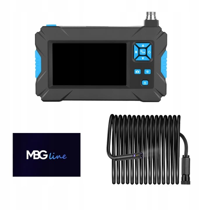 MBG LINE P30 wysokiej klasy endoskop 2 kamery inspekcyjne 1080p FHD, 9x LED, wyświetlacz LCD 4.3", polskie menu, nagrywanie na kartę - sztywny kabel 10m