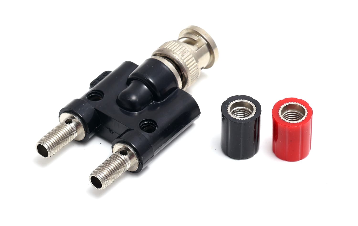 Adapter BNC-M/2x banan (wtyk BNC / 2x gniazdo bananowe 4mm) - przejściówka do odbiorników SDR, globalnych, skanerów radiowych, oscyloskopów itp.