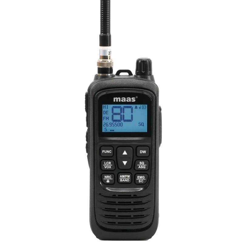 MAAS KCB-H-1000 CB radio ręczne / przenośne (ręczniak CB) + adapter samochodowy 12V + gniazdo do zewnętrznej anteny CB