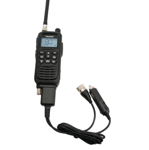MAAS KCB-H-1000 CB radio ręczne / przenośne (ręczniak CB) + adapter samochodowy 12V + gniazdo do zewnętrznej anteny CB