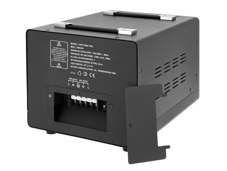 AZO AVR-3000 PRO stabilizator napięcia 3000VA / 3000W, 150÷260 V / 230 V, precyzja 3%, czysty SINUS - np. do agregatu prądotwórczego