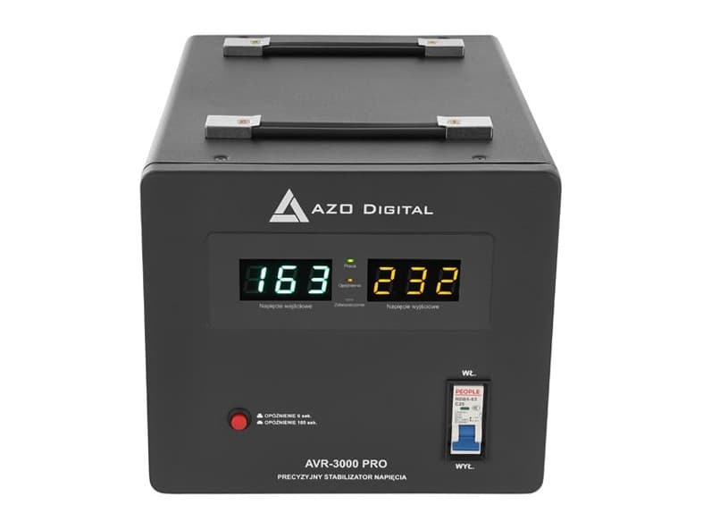 AZO AVR-3000 PRO stabilizator napięcia 3000VA / 3000W, 150÷260 V / 230 V, precyzja 3%, czysty SINUS - np. do agregatu prądotwórczego