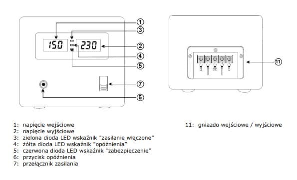 AZO AVR-3000 PRO stabilizator napięcia 3000VA / 3000W, 150÷260 V / 230 V, precyzja 3%, czysty SINUS - np. do agregatu prądotwórczego