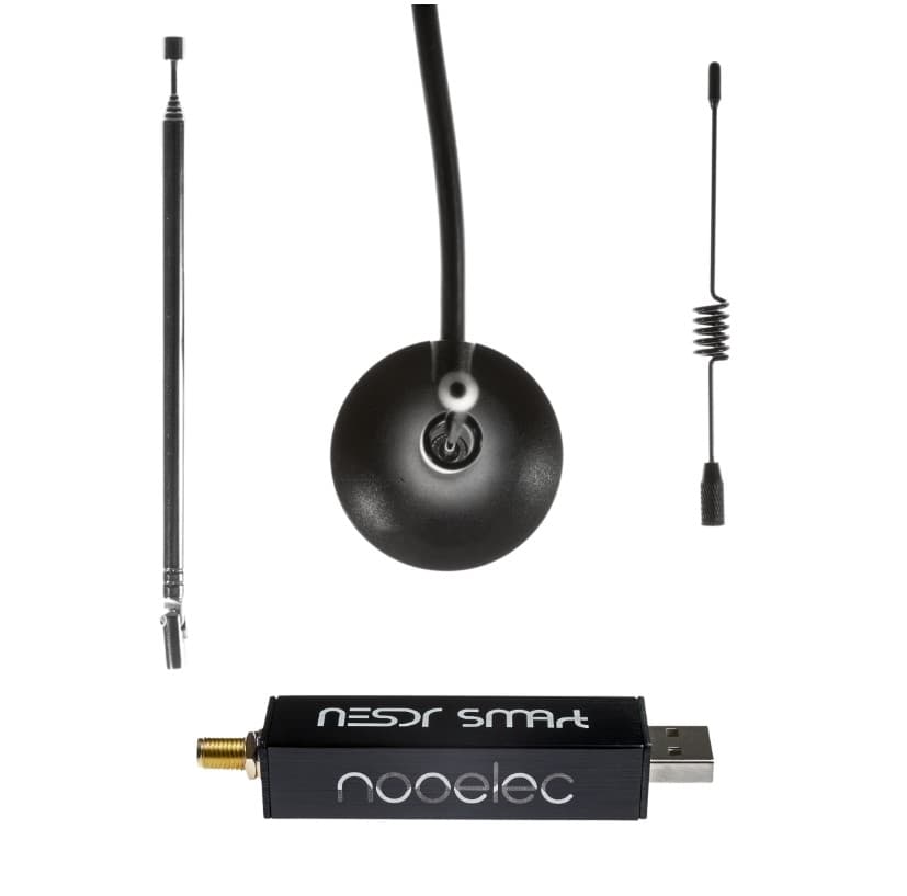 Zestaw Nooelec NESDR SMArt HF - odbiornik SDR 100kHz-1700MHz, konwerter Ham It Up, balun 1:9, 3 adaptery SMA, 3 anteny