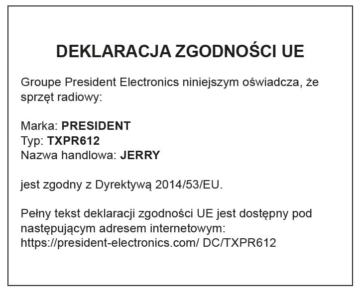 President Jerry CB radio ręczne / przenośne (ręczniak CB) - podobny do Randy III