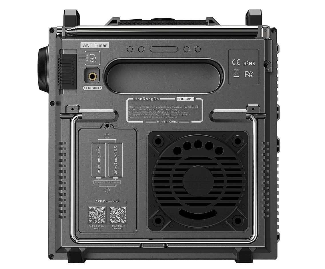 HRD-C919 kompaktowy odbiornik globalny z SSB zakresy LW, MW, SW, HF, FM, VHF, UHF, PMR, CB, pasmo lotnicze, NOAA, Bluetooth - radio ratunkowe