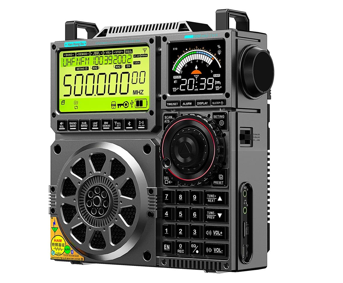 HRD-C919 kompaktowy odbiornik globalny z SSB zakresy LW, MW, SW, HF, FM, VHF, UHF, PMR, CB, pasmo lotnicze, NOAA, Bluetooth - radio ratunkowe