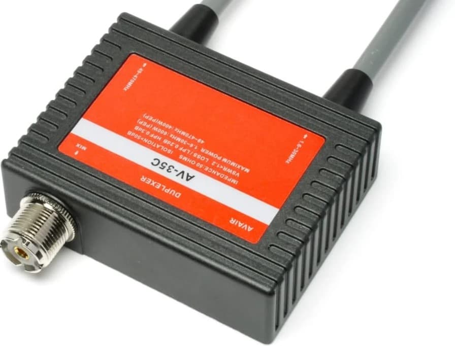 Duplexer AVAIR AV-35C 1.8-30MHz/49-470MHz mikser antenowy / duplekser HF/VHF+UHF wtyki PL-259+N / gniazdo N (AV-35CNMNM)