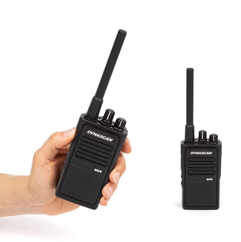 Dynascan D11V DMR przenośne radio DMR - solidny radiotelefon profesjonalny wersja VHF (136-174 MHz), 32 kanały, duża bateria 2000mAh