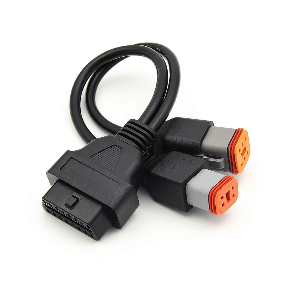 Adapter podwójny do Harley Davidson (wtyki 4-pin + 6-pin) - uniwersalna przejściówka do skanera interfejsu OBD-2 16-pin