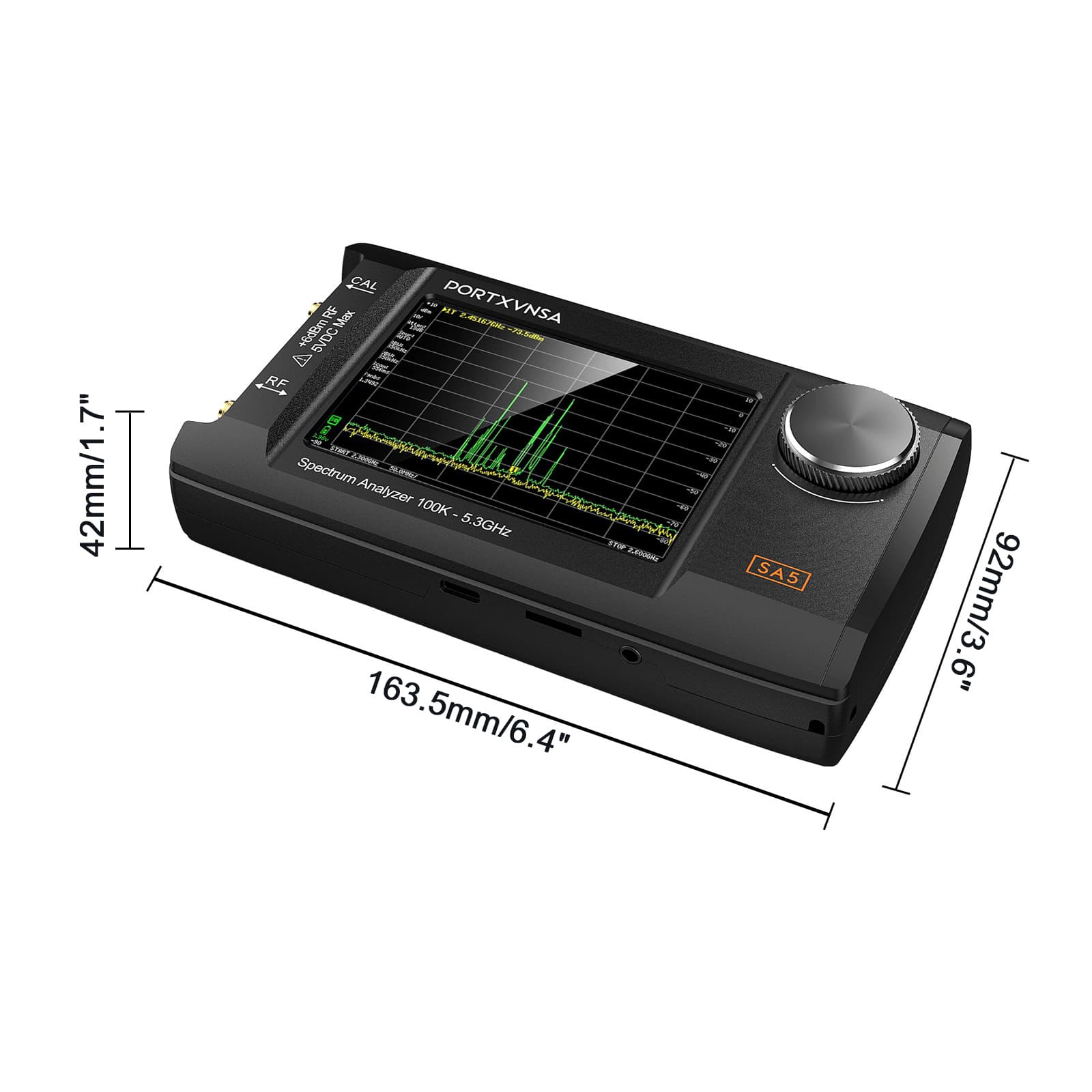 PORTXVNSA SA5 przenośny analizator widma 100kHz-5,3GHz, generator sygnału, duży wyświetlacz 4"