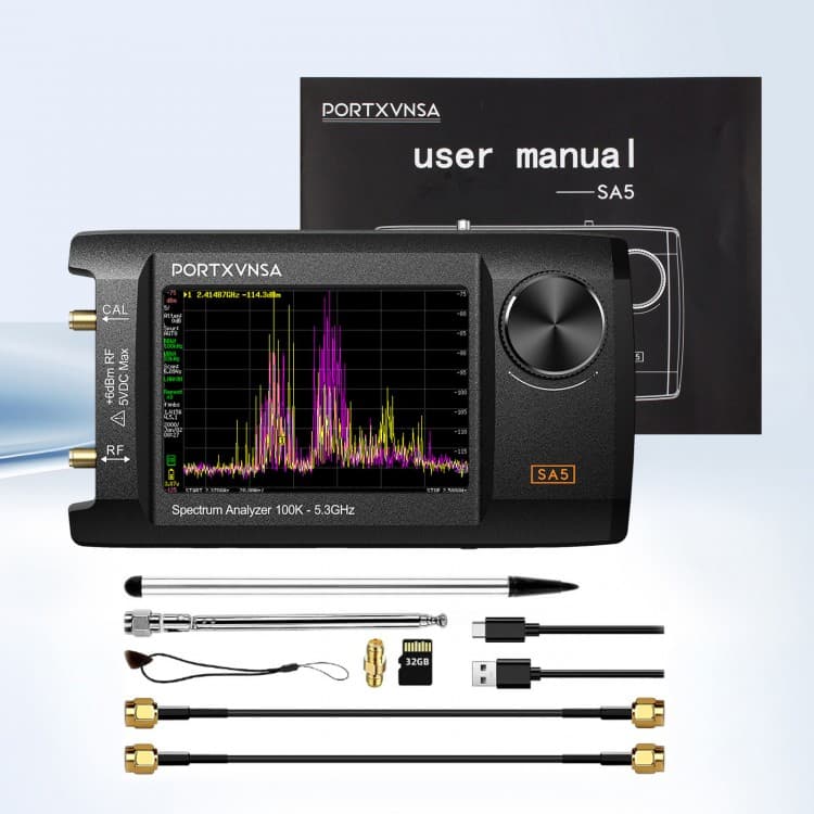 PORTXVNSA SA5 przenośny analizator widma 100kHz-5,3GHz, generator sygnału, duży wyświetlacz 4"