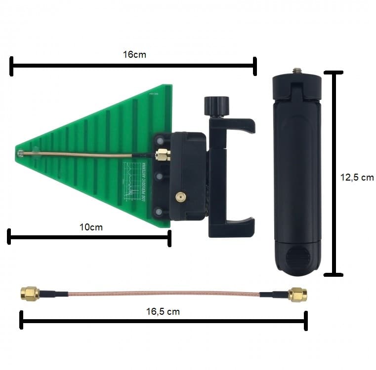 Radiora WB-6 antena kierunkowa szerokopasmowa 0.5GHz-6GHz + LNA 20dB (np. do UAV, analizatora widma, EMC, odbiornik HackRF One, RTL-SDR, SDRPlay, N300U, S300U, Uniden, Icom, AOR)