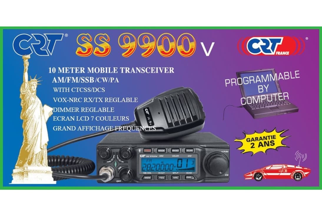 CRT 9900 V EXPORT radiotelefon amatorski 21-30MHz (10m, 12m, 15m, CB) AM/FM/SSB 80W, ASQ, RF Gain, NRC, ECHO (następca CRT 9900 V4)