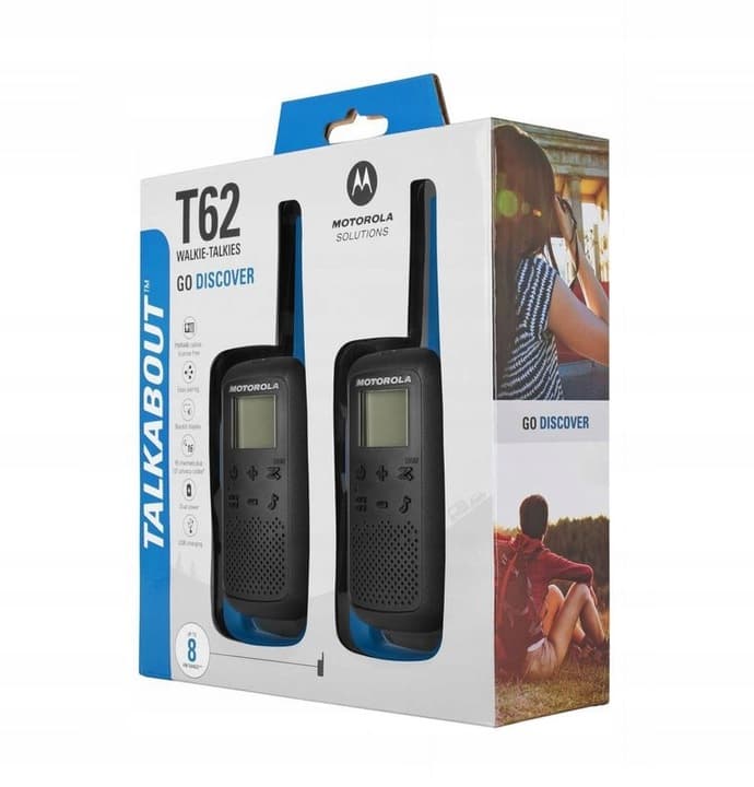 MOTOROLA T62 BLUE TALKABOUT TWINPACK zestaw 2szt. krótkofalówki PMR 16 kanałów bez zezwoleń POLSKA DYSTRYBUCJA