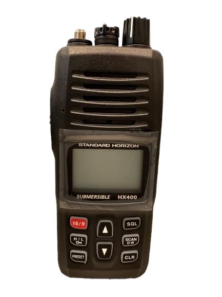 Standard Horizon HX-400E ręczny radiotelefon morski WODOSZCZELNY IPX8, moc 5W, scrambler, pasmo morskie + VHF 134-174MHz 2w1
