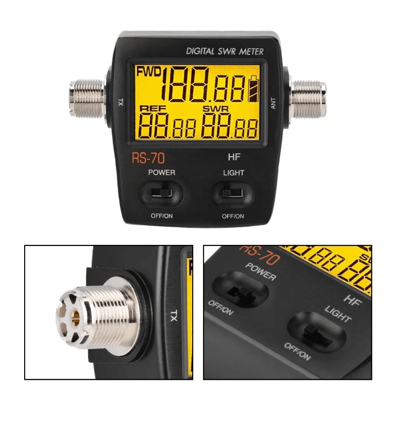 NISSEI RS-70 MAX cyfrowy reflektometr 1.6-60 MHz - pomiar SWR / POWER w AM/FM/SSB/CW - miernik POLSKA INSTRUKCJA (Nissei RS-70MAX)