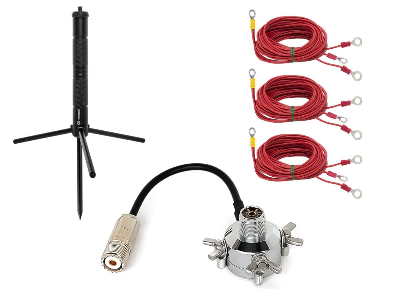 Przenośny zestaw do montażu anten w terenie - KOMUNICA MINI-TRIPOD + RB-3WI + GROUND-3 - idealny do anten KF QRP (SOTA, PGA, Flora i Fauna)