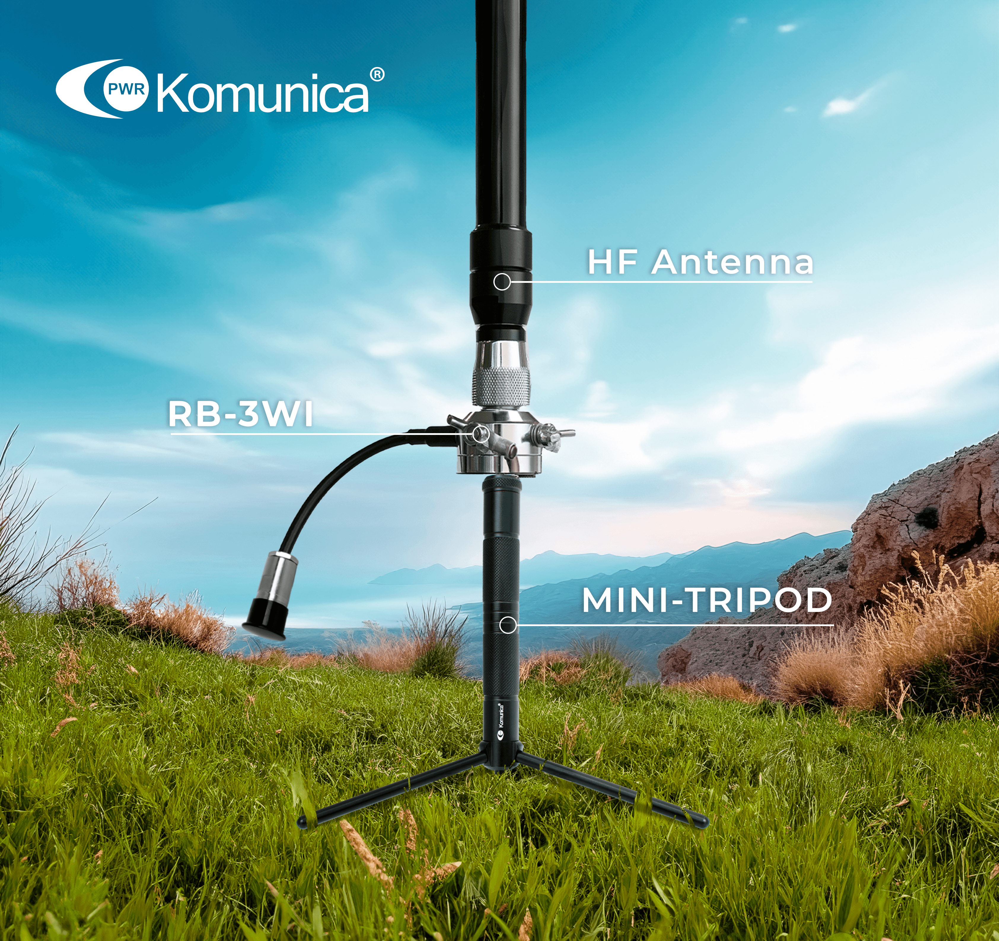 Przenośny zestaw do montażu anten w terenie - KOMUNICA MINI-TRIPOD + RB-3WI + GROUND-3 - idealny do anten KF QRP (SOTA, PGA, Flora i Fauna)