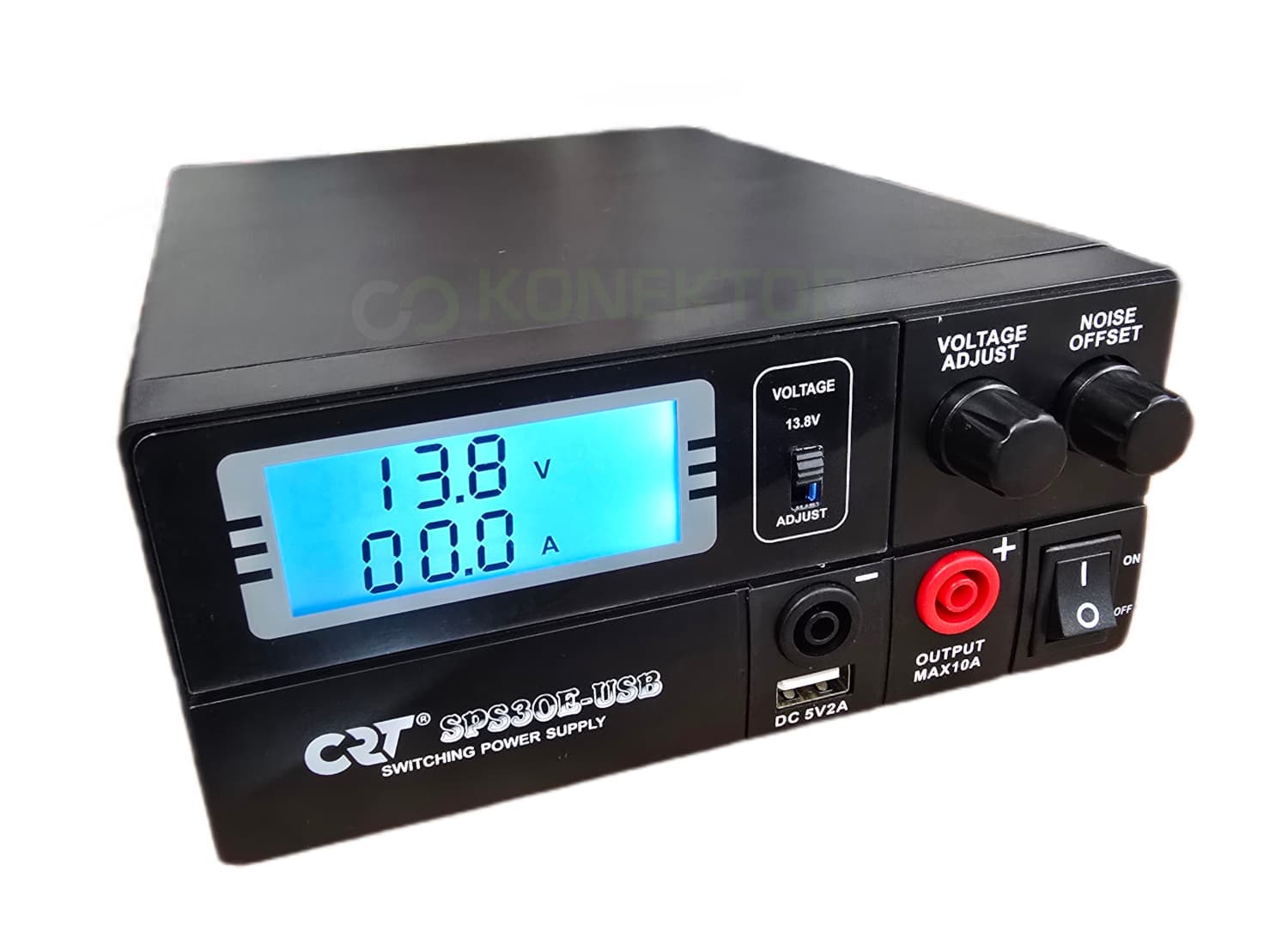 CRT SPS30E kompaktowy zasilacz impulsowy 30A cyfrowe wskaźniki, regulacja napięcia 9-15V, wyjście USB 5V