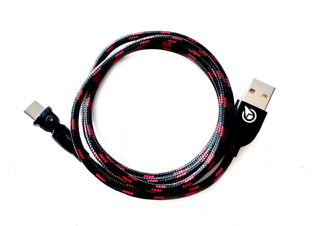 Kabel zasilający z wtykiem kątowym obrotowy USB-C 100cm nylonowy oplot np. do Yanosik GTM, RS - Łódź, Zbąszyńska 2