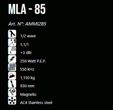 PRESIDENT MLA-85 antena CB magnesowa 93cm, regulacja pochylenia, długi kabel 4m, wtyk UC-1 do CB radia, 10 lat gwarancji - następca Missouri