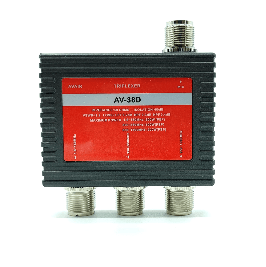 Triplexer AVAIR AV-38D 1.6-160/350-550/850-1300MHz (triplekser np. do Icom IC-9700)