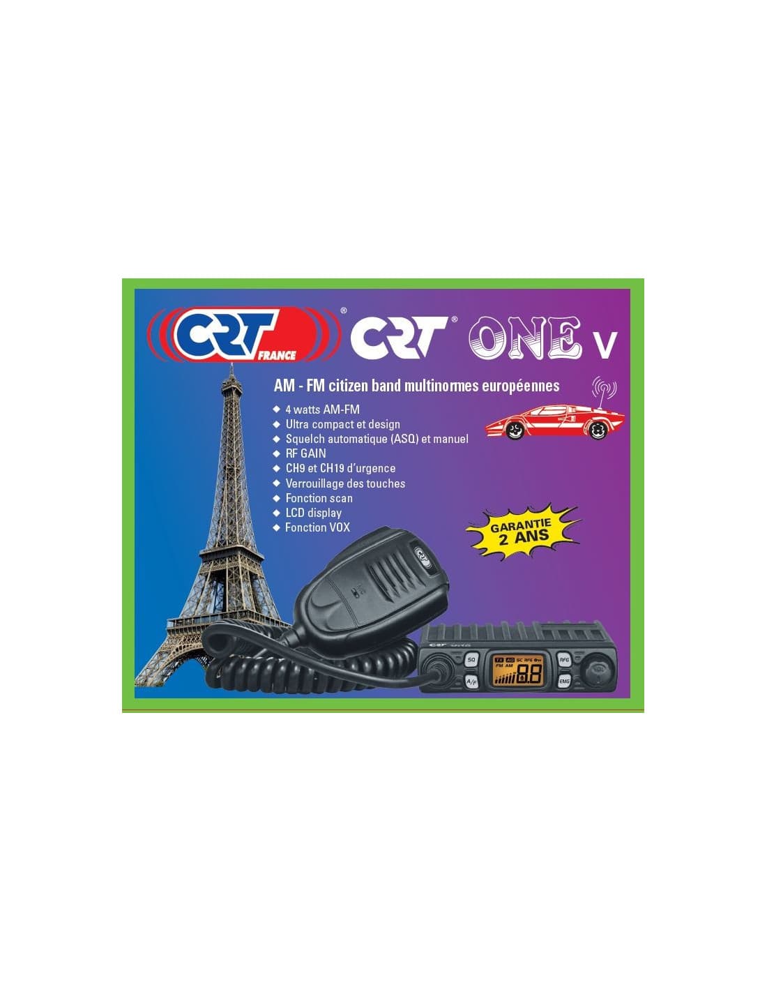 CRT ONE V ultra kompaktowe CB radio z VOX, automatyczną blokadą szumów i RF Gain (najnowsza wersja V)