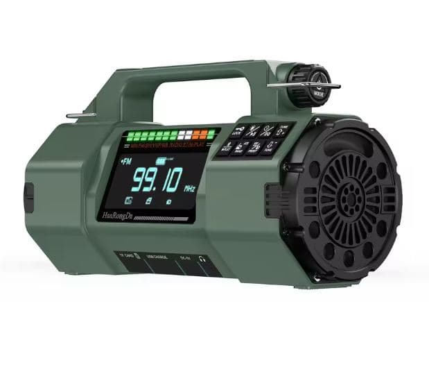 HRD-908 odbiornik globalny przenośny MW / SW / VHF / FM, latarka, alarm, dynamo, polska instrukcja - radio dla preppersa, survival