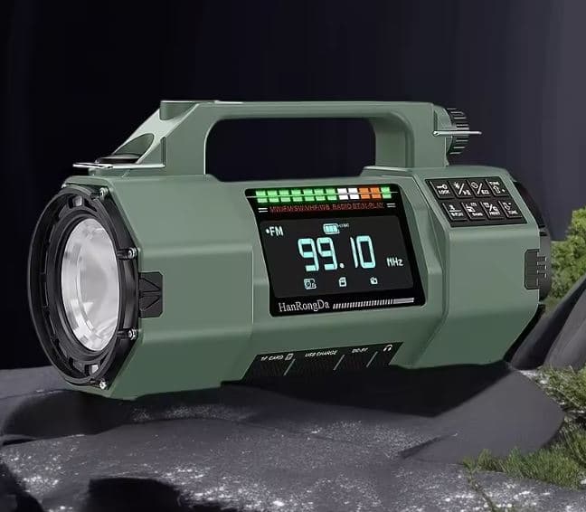 HRD-908 odbiornik globalny przenośny MW / SW / VHF / FM, latarka, alarm, dynamo, polska instrukcja - radio dla preppersa, survival