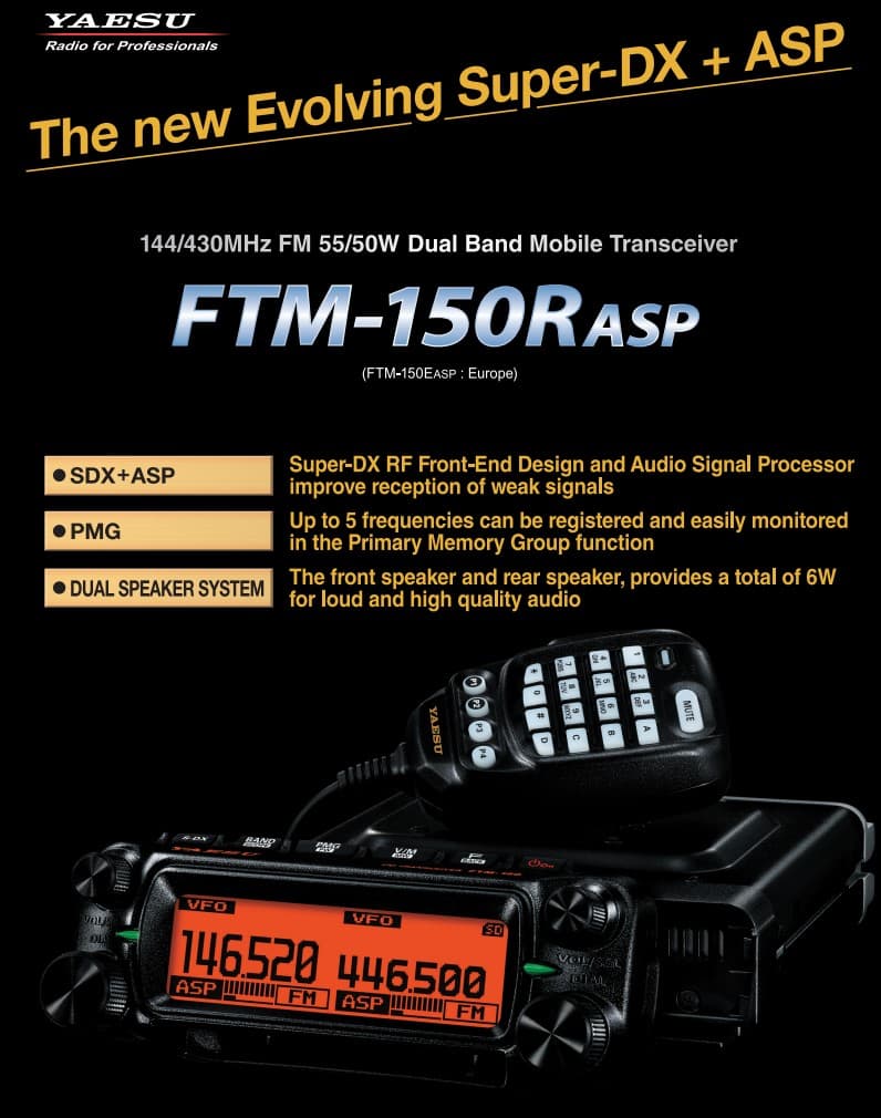 YAESU FTM-150E ASP EXPORT radiotelefon amatorski VHF/UHF - 5 LAT GWARANCJI, zakres 137-174/400-480MHz